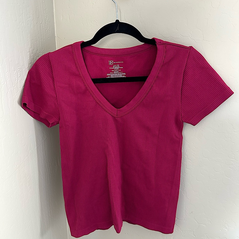 No Boundaries Fuchsia Cropped Ribbed Top